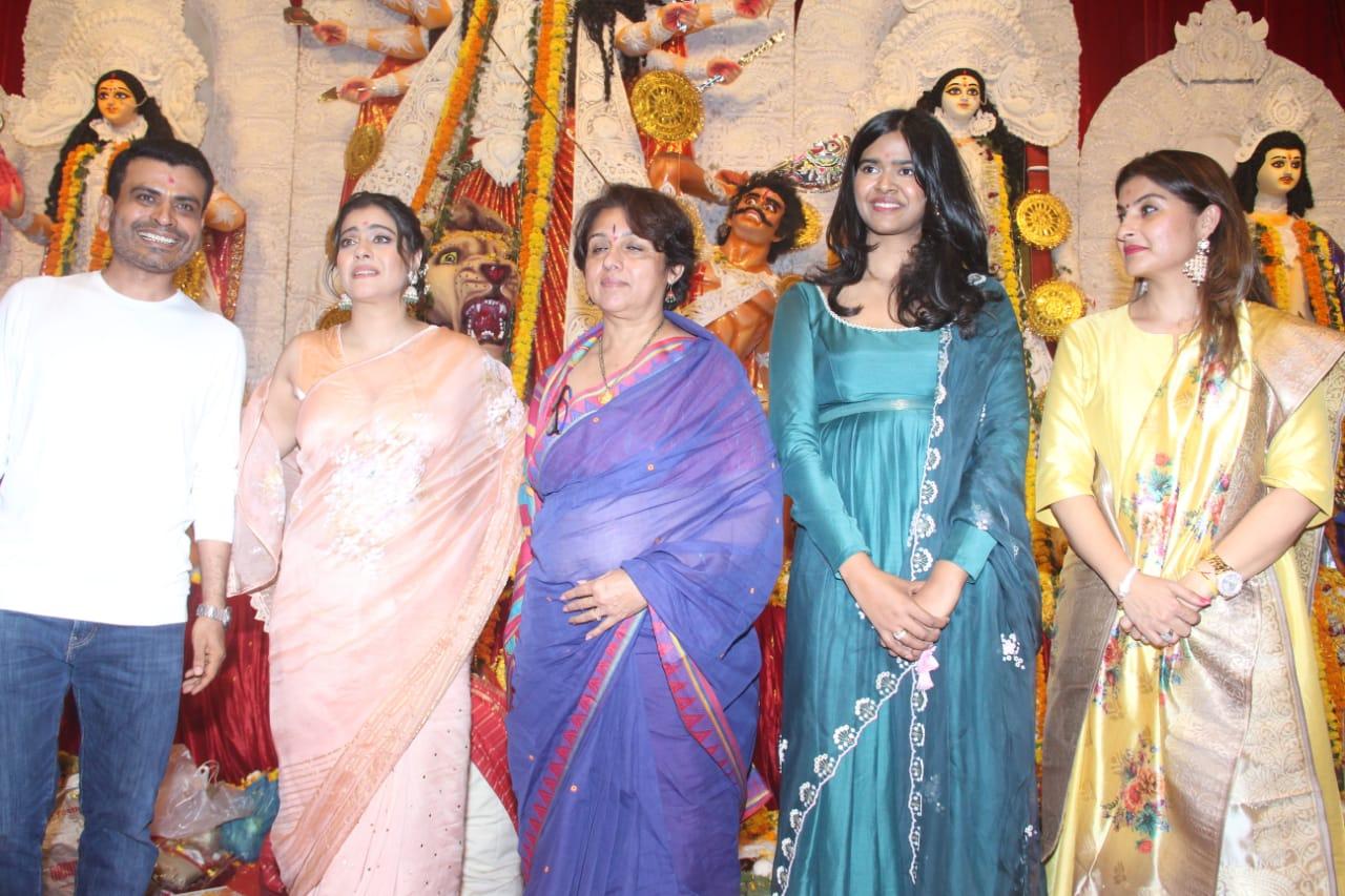 Kajol who attends the Juhu pandal every year was seen soaking in the festive spirit. She was also seen welcoming actress Revathi, who is also the director of her upcoming film 'Salaam Venky'. The film marks their first collaboration