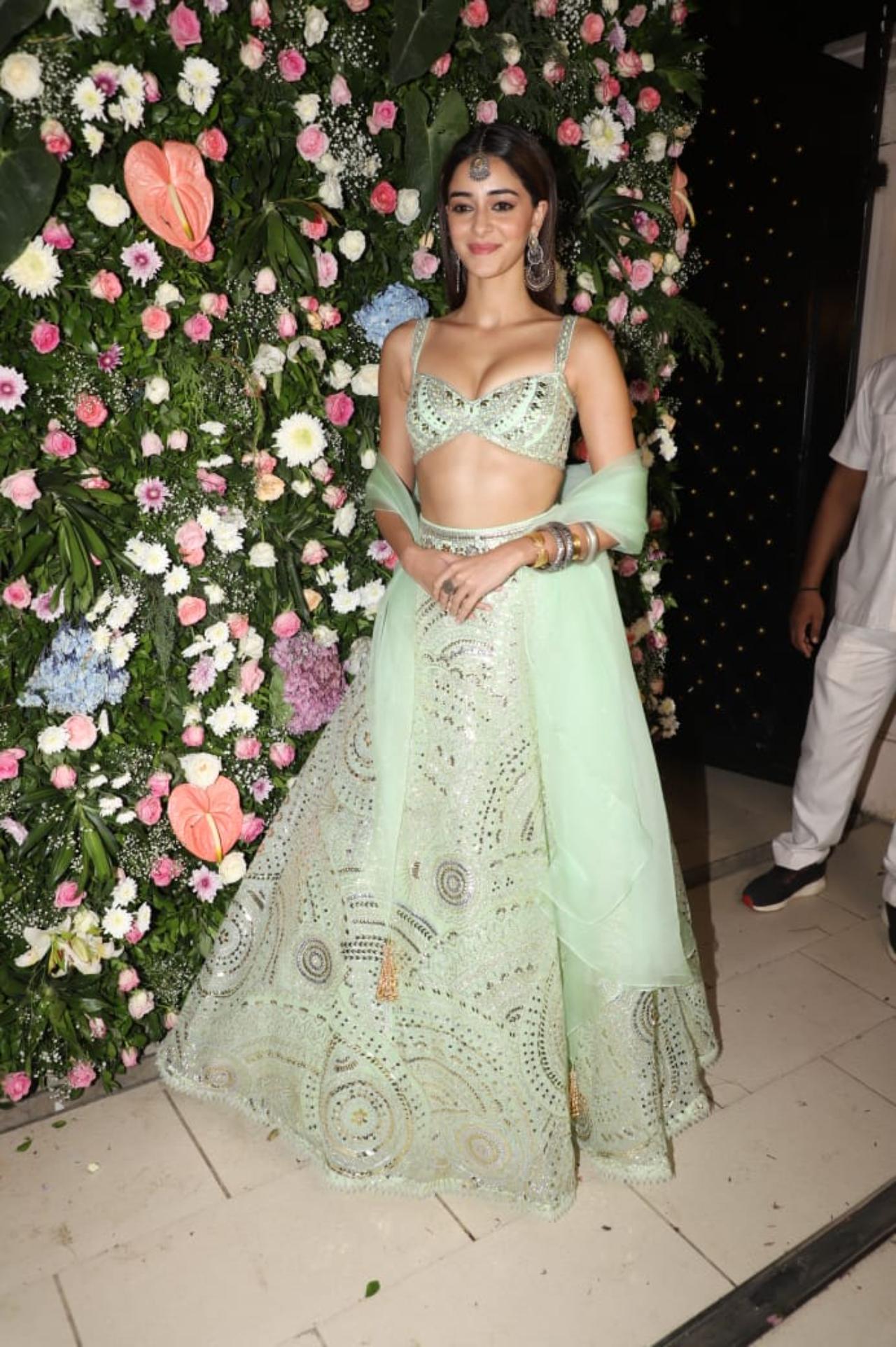 Ananya Panday arrived solo dressed in a light green lehenga