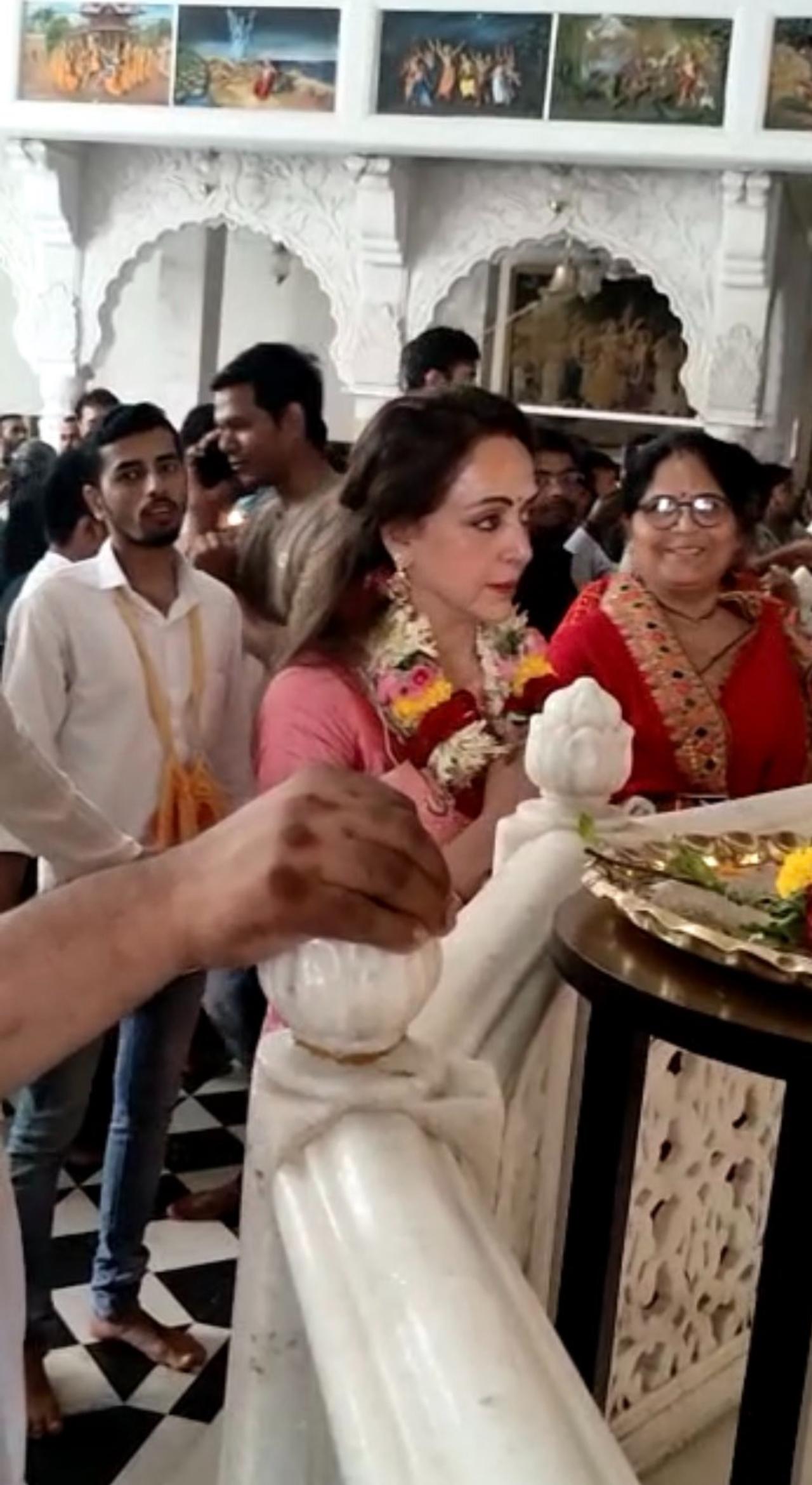 Hema Malini began her birthday festivities with a visit to the Iskcon temple. Sharing the pictures, she wrote, 