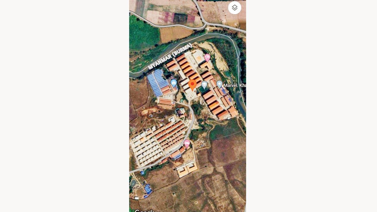 Google map of an industrial park in Marvel Khat, Myanmar, where two Dongri men were taken