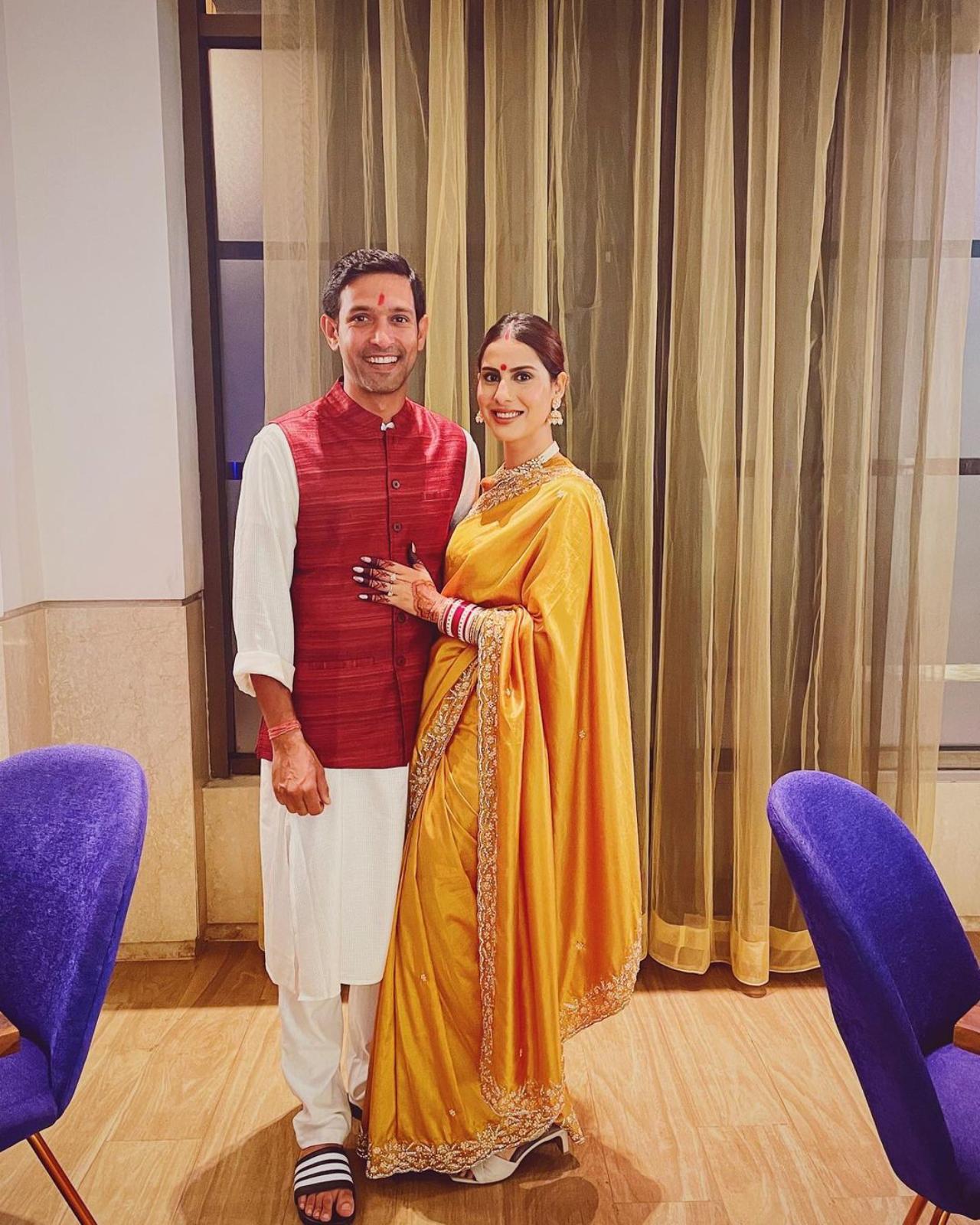 After dating for years, Vikrant Massey and Sheetal Thakur, tied the knot in an intimate ceremony earlier this year. Sheetal took to her Instagram feed to share a couple of pictures giving a glimpse into their first Karwa Chauth