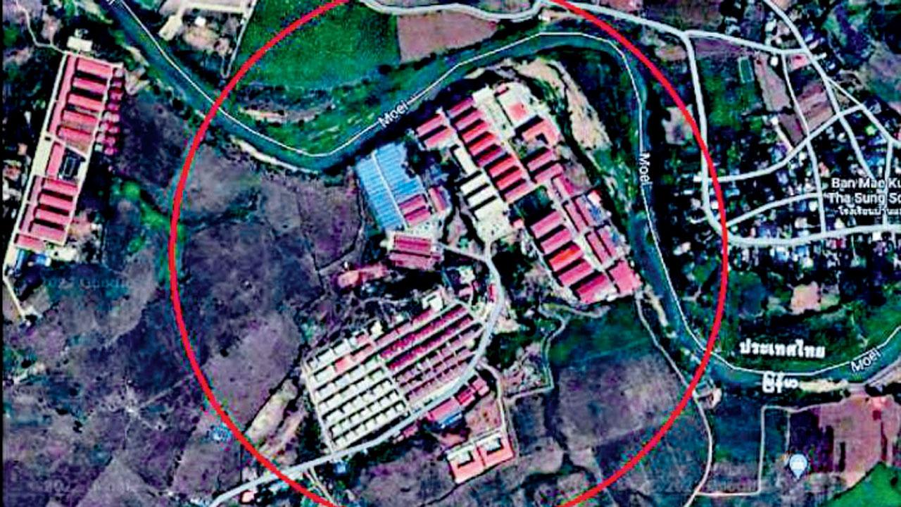 A Google map of a labour camp on Myanmar-Thailand border