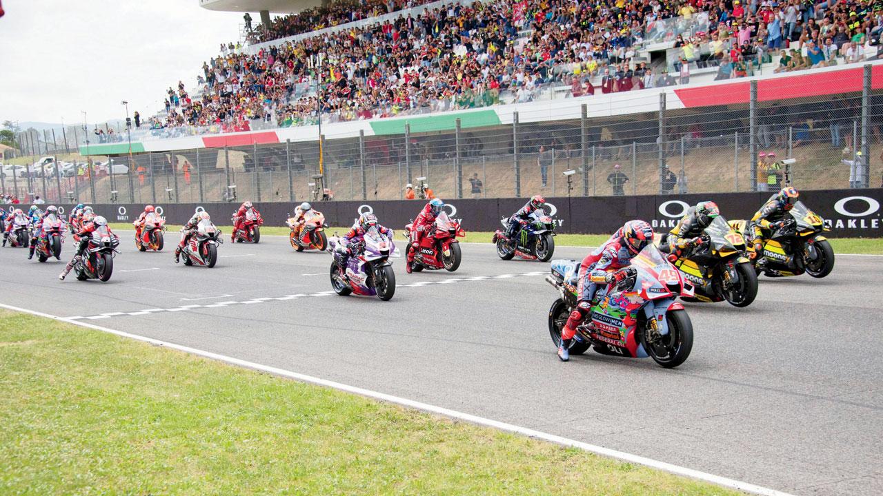MotoGP riders on the starting grid for the Italian GP in May this year. Pic/Getty Images