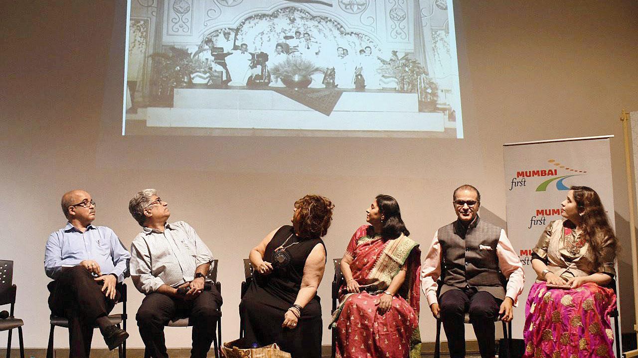 (From left) S Mukherjee, V Dilawari, R Padamsee, M Kamat and  R Potkar at the discussion. Pic/ASHISH RAJE