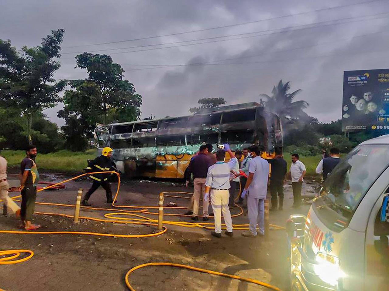 Prime Minister Narendra Modi expressed grief over the loss of lives in the bus tragedy and said ex-gratia of Rs 2 lakh would be given to the next of kin of each deceased and the injured would be given Rs 50,000 each. (Pic/Pallav Paliwal)