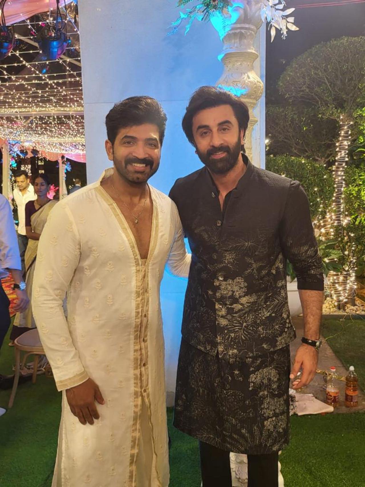 Ranbir Kapoor poses for a picture with actor Arun Vijay