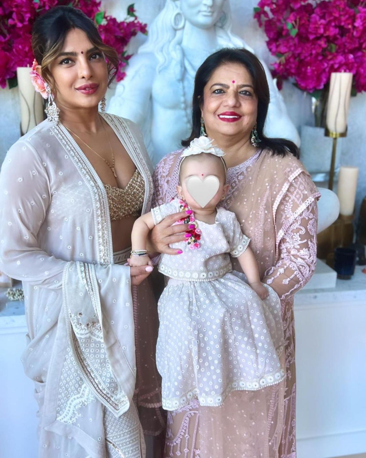 Priyanka's mother Madhu Chopra also flew down to the USA to celebrate Diwali with her daughter 