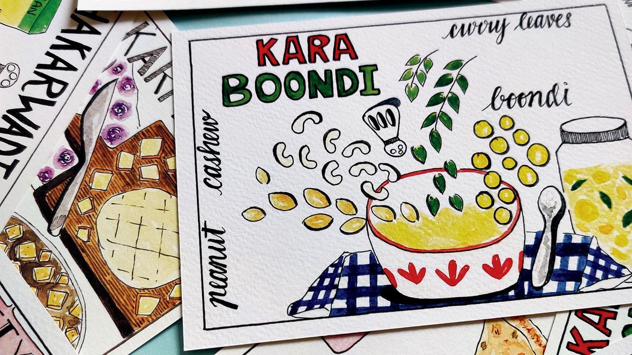 Diwali 2022: This artist has illustrated her favourite festive snacks onto postcards