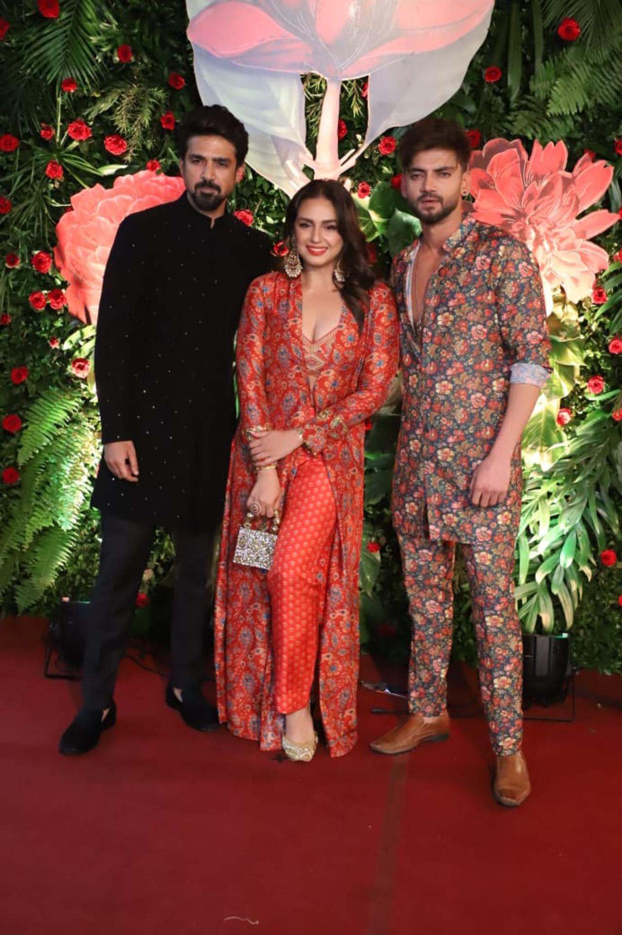 Huma Qureshi came along with actor-brother Saqib Saleem and 'Double XL' co-star Zaheer Khan