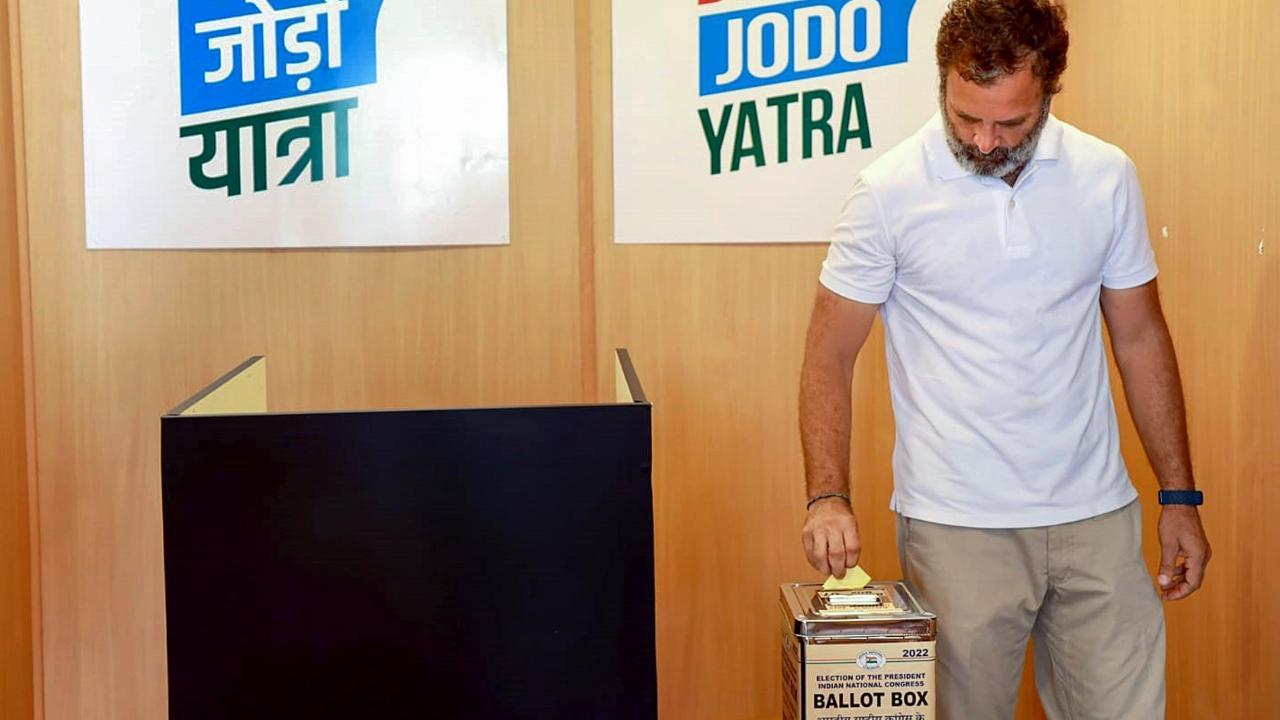 IN PHOTOS: Congress' presidential polls conclude, party leaders cast their votes