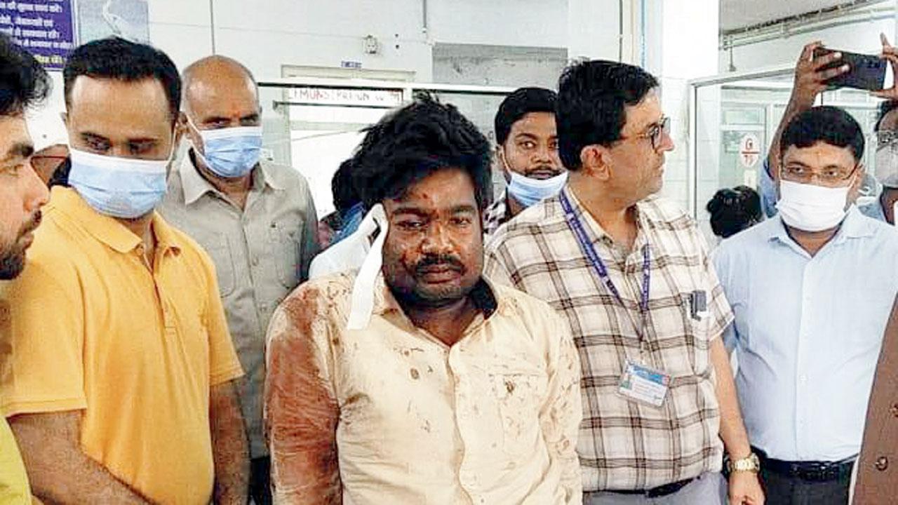 An injured survivor. Pics/PTI