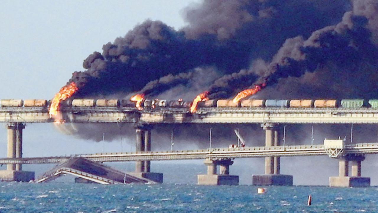 Explosion destroys key bridge in Russia