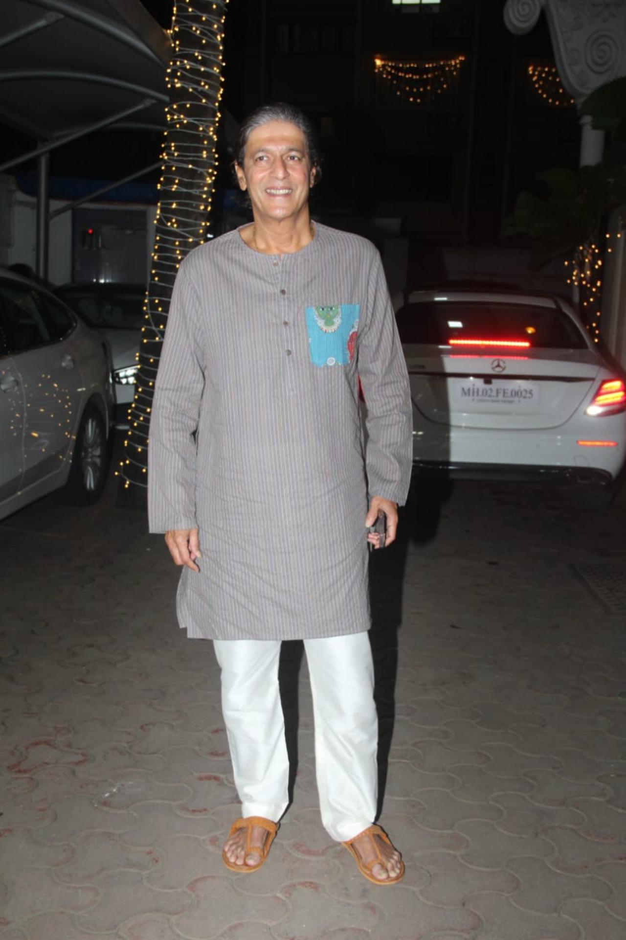 Chunky Pandey kept it simple in a grey kurta and white pajama for the party