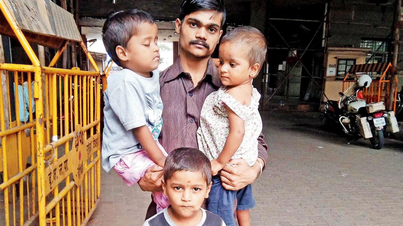 Somnath Salve’s brother-in-law with Salve’s three children