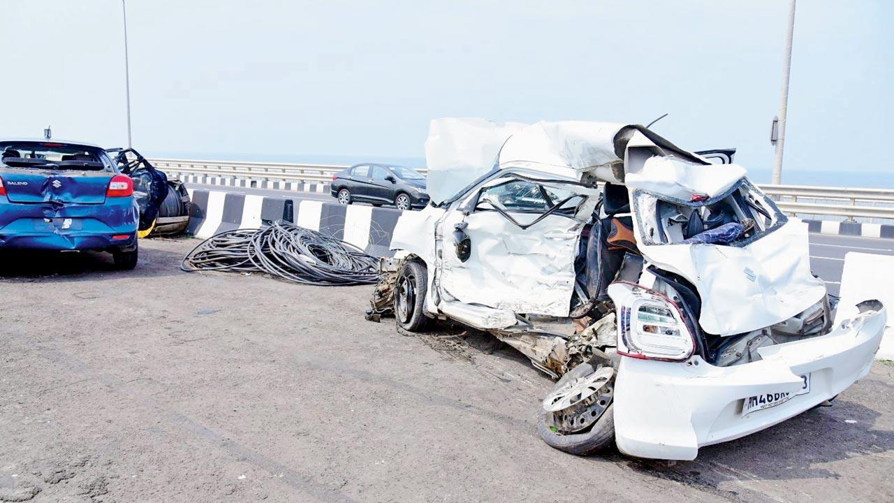 Remains of a car after the accident