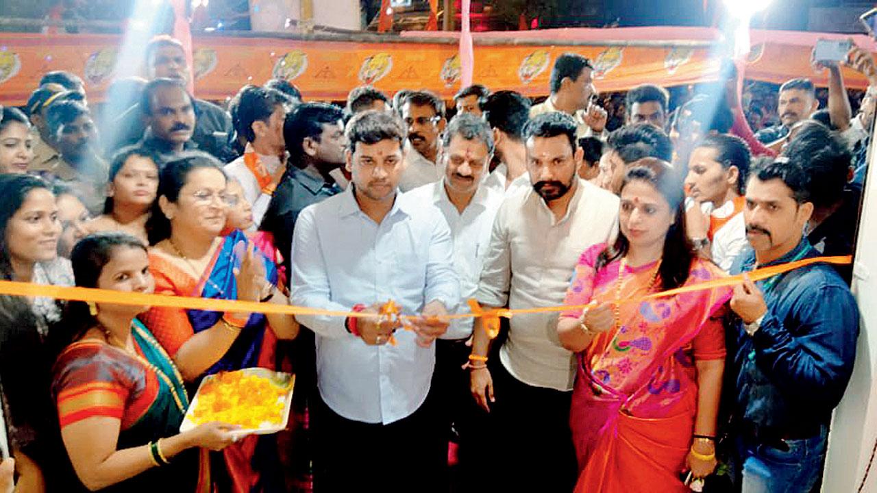 Sheetal Mhatre (second from right), who joined the Shinde faction in July, opened her own office near Vitthal Mandir in Dahisar West in August