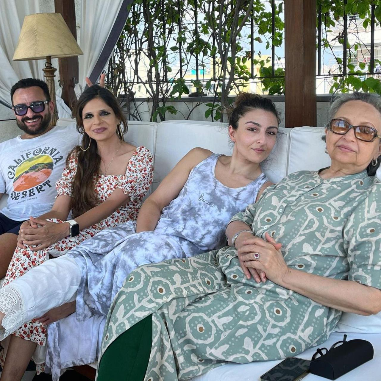 Senior actress Sharmila Tagore posed with her three kids- Saif Ali Khan, Soha Ali Khan, and Saba Ali Khan