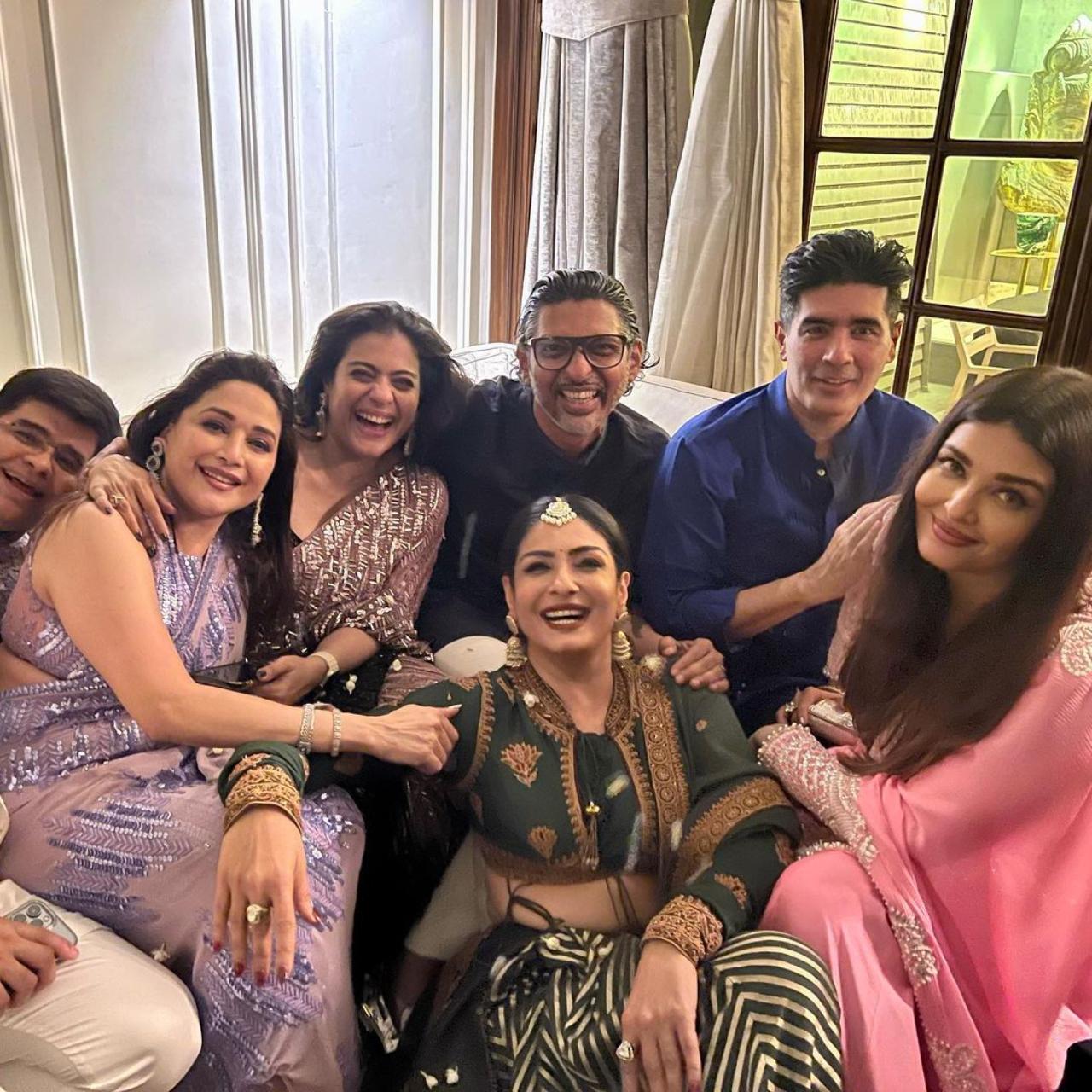 Ace designer Manish Malhotra hosted a Diwali bash on Thursday night. It was a star-studded affair as celebrities from the 90s to current times were present. Raveena Tandon took to her social media handle to share pictures with Aishwarya Rai Bachchan, Kajol and Madhuri Dixit transporting us back to the 90s