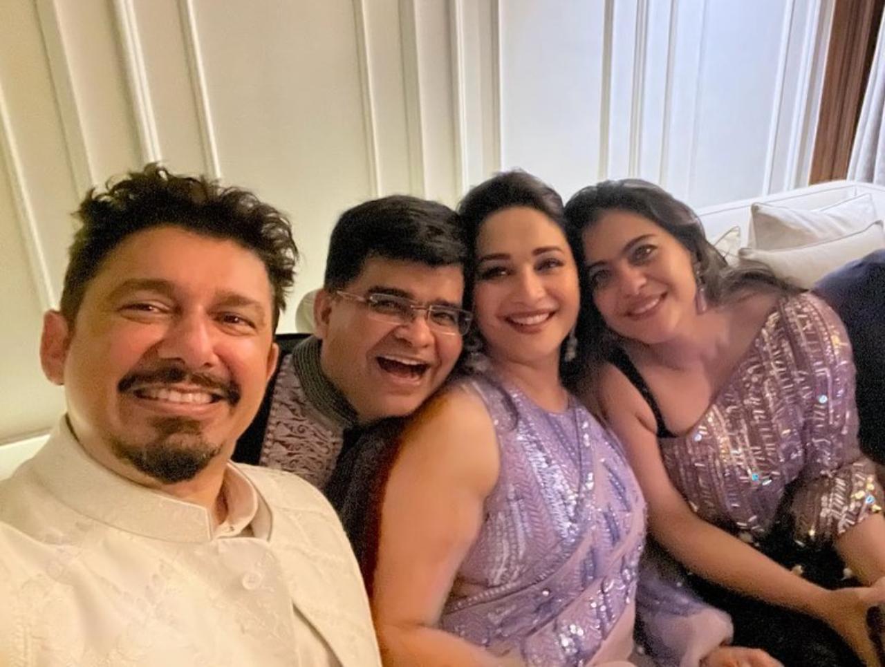 Madhuri Dixit also took to her Instagram handle to share  a picture with husband Dr Shriram Nene and colleague Kajol