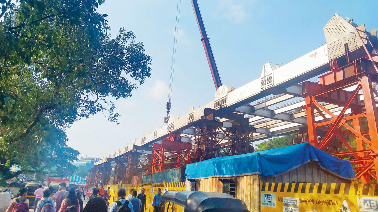 The girders of the Vidyavihar road overbridge are almost complete