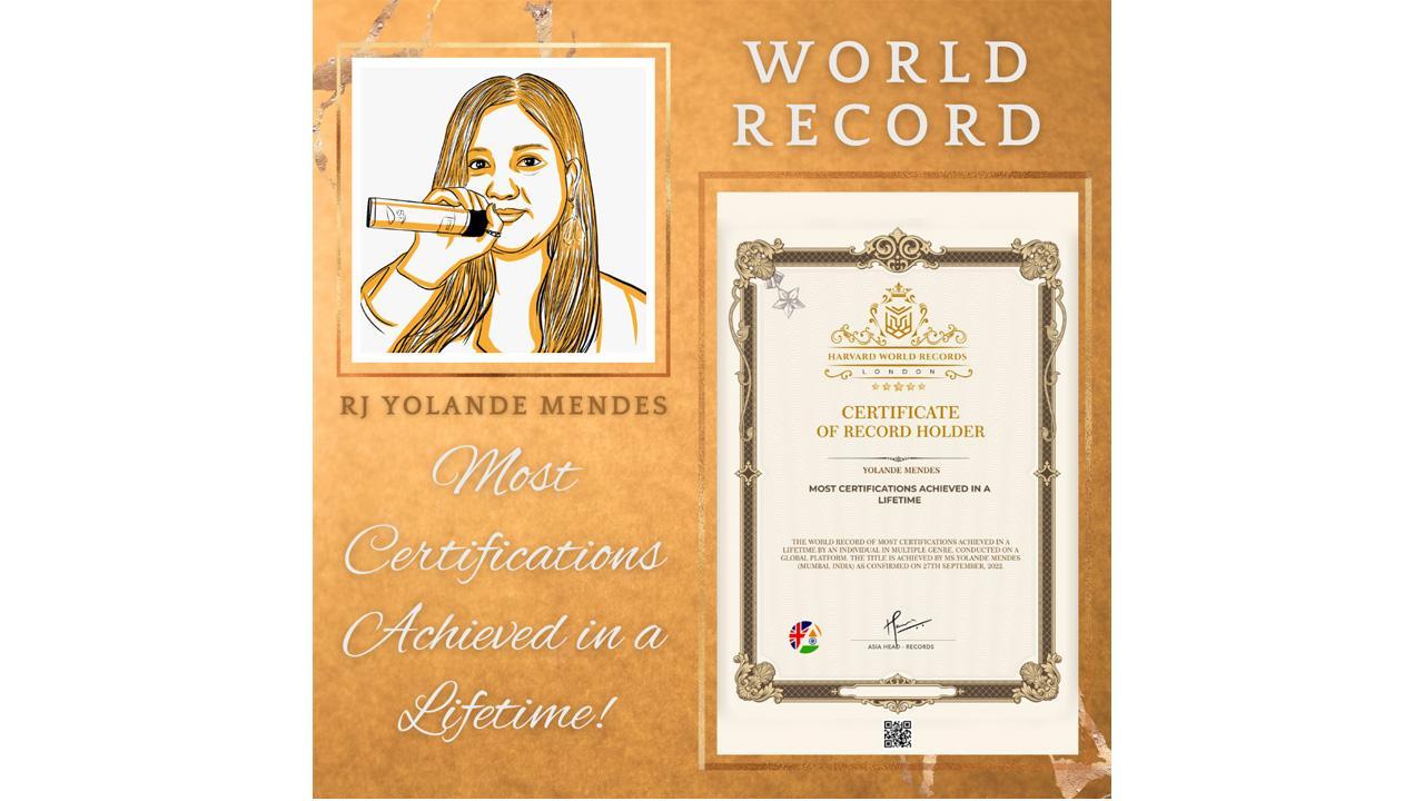 RJ Yolande Mendes Awarded World Record for Most Certifications in a Lifetime
