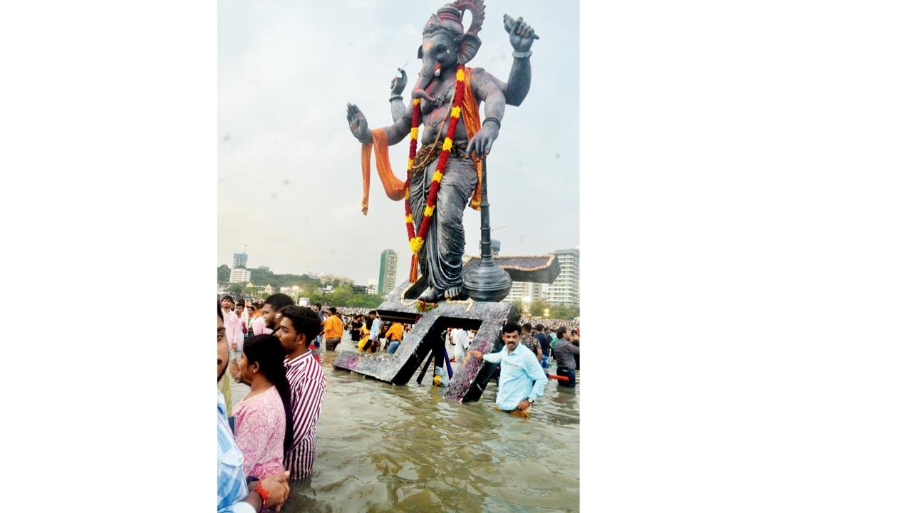 Currently, Ganeshotsav is equal parts celebration and concern, especially due to the noise and environment pollution caused by visarjan. Pic/Uday Devrukhkar