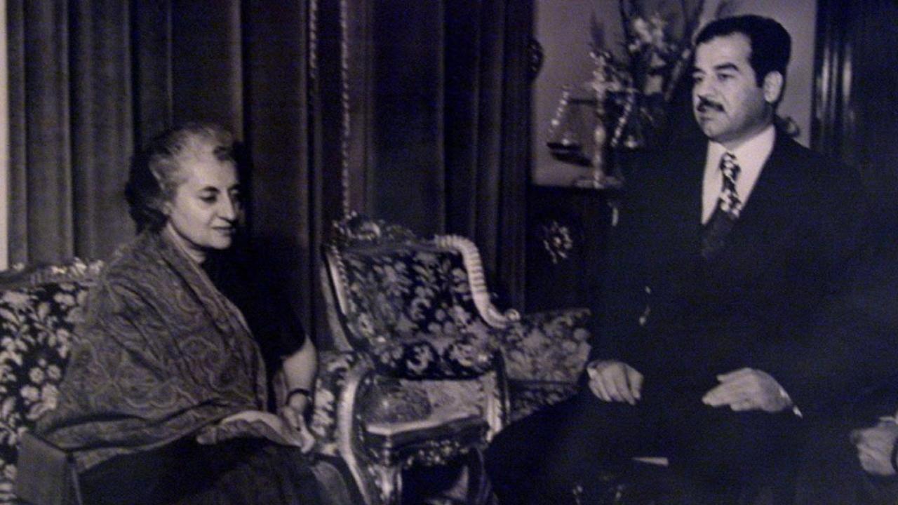 This 1975 file photograph shows Iraqi President Saddam Hussein (R) meeting with Indira Gandhi of India in Baghdad. Ousted Iraqi leader Saddam Hussein was executed by hanging early Saturday morning, 30 December 2006, state-run Iraqiya television reported