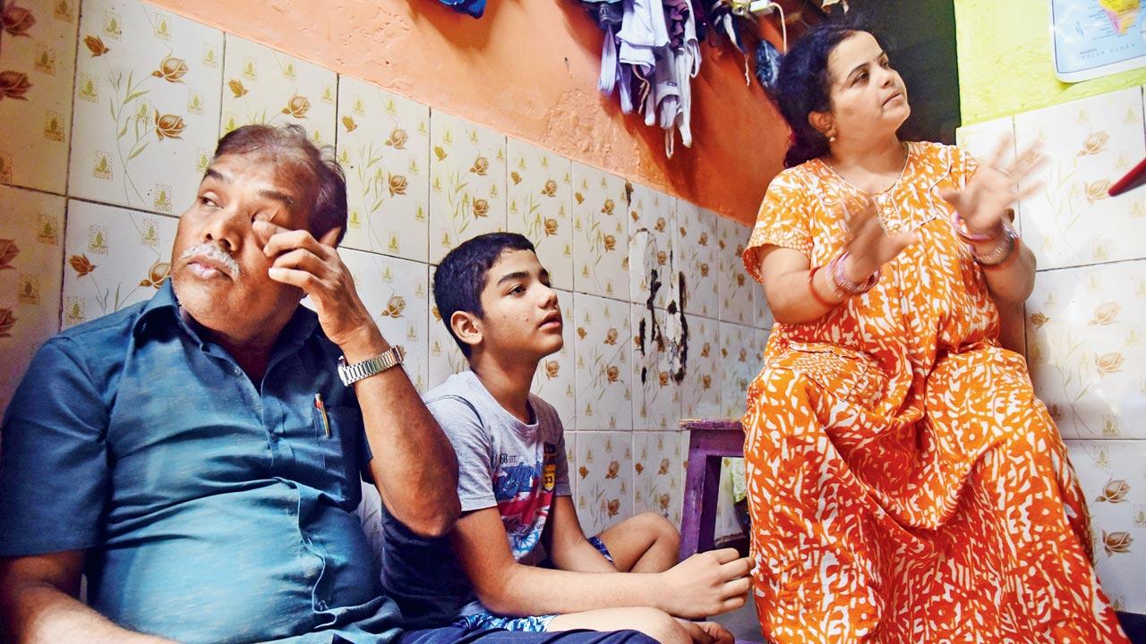 Shivaprasad and Pinky Bishoyee at their home in Navpada, a slum in Kurla West. Their 15-year-old son (not seen in frame) went missing on September 26, leaving them worried sick. His mother had initially assumed he had been kidnapped due to the rumours in the neighbourhood. They later learnt that he left home because his father wasn’t allowing him to join a cricket coaching class