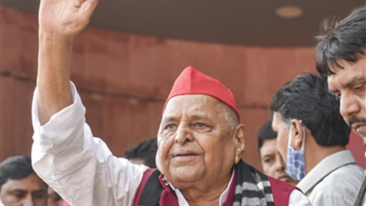 November 22, 2021: Supporters celebrate Mulayam Singh Yadav's birthday at the party office in Lucknow. File Pic/PTI