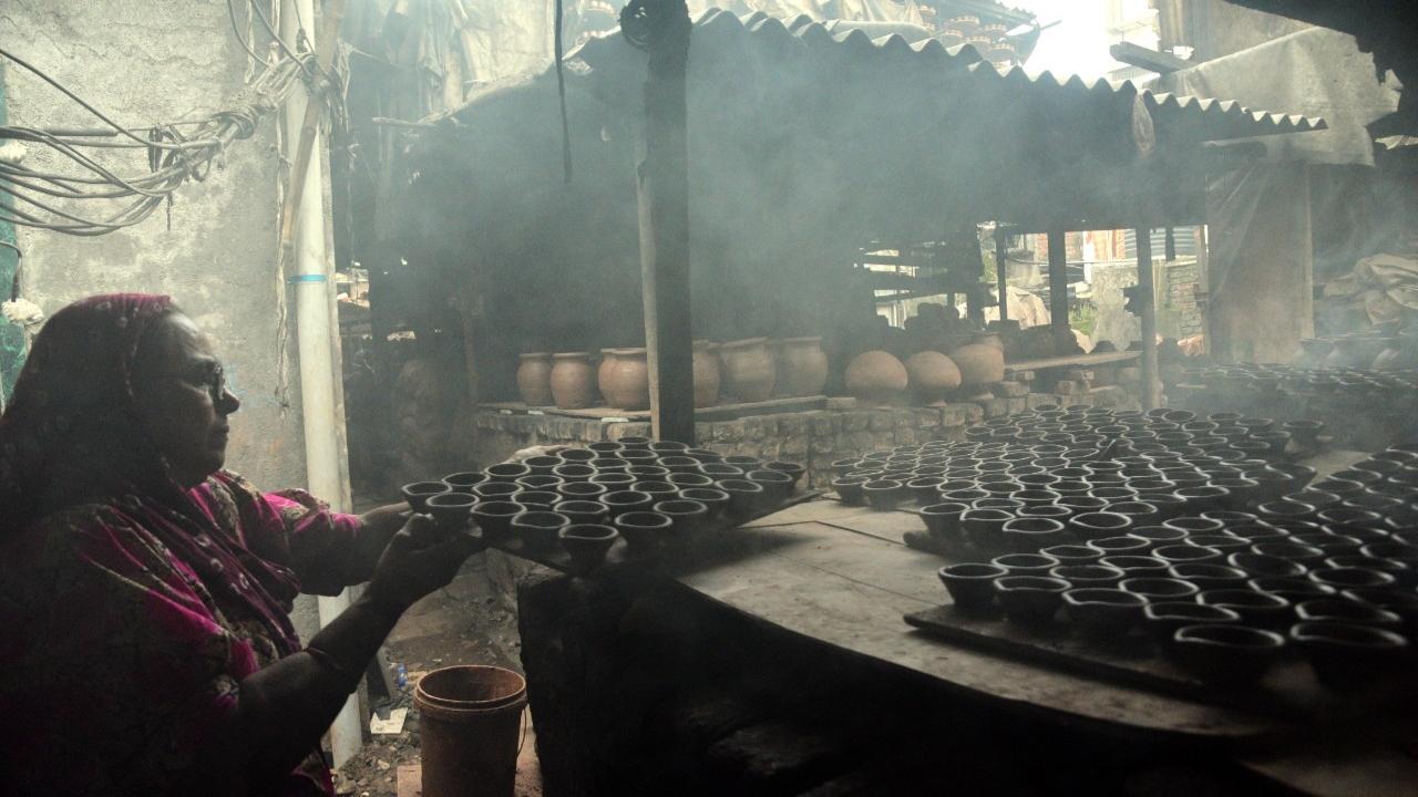 Diwali is one of the festivals which help the potter community in Kumbharwada to earn their living Pic/Pradeep Dhivar