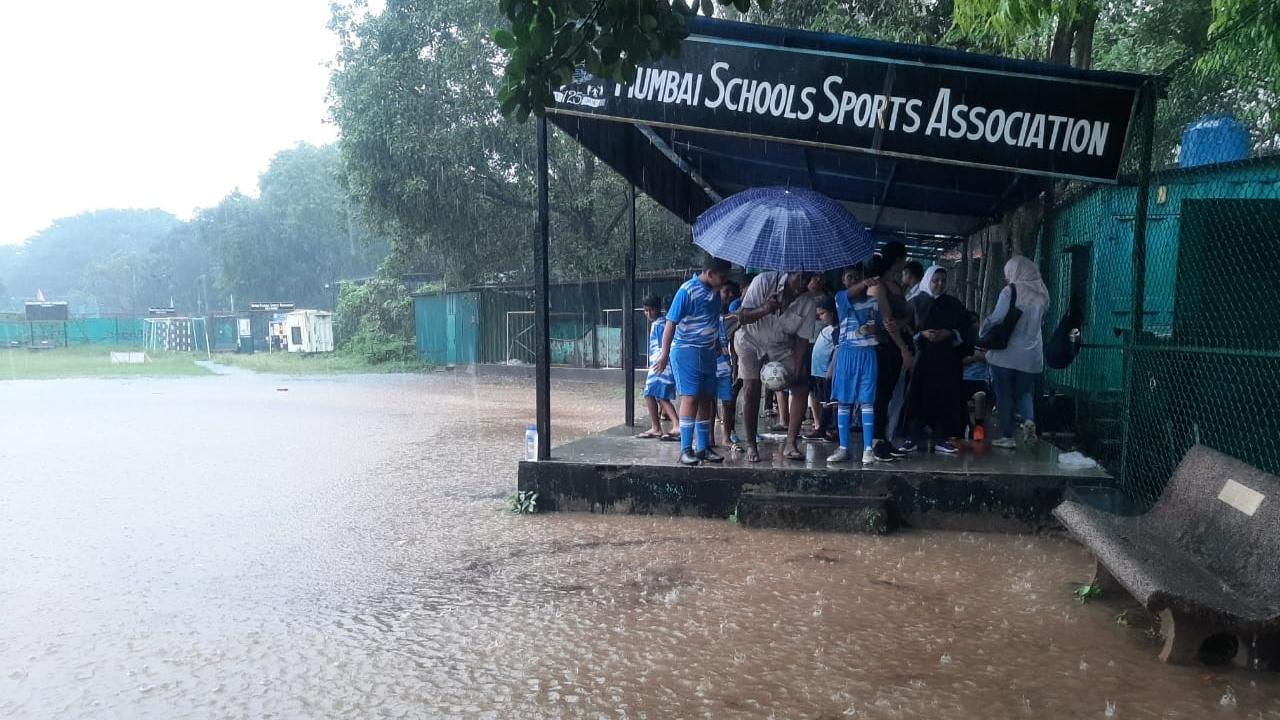 Inter-school football matches were canceled due to heavy rainfall and waterlogging at the MSSA ground in Fort. Pic/Satej Shinde