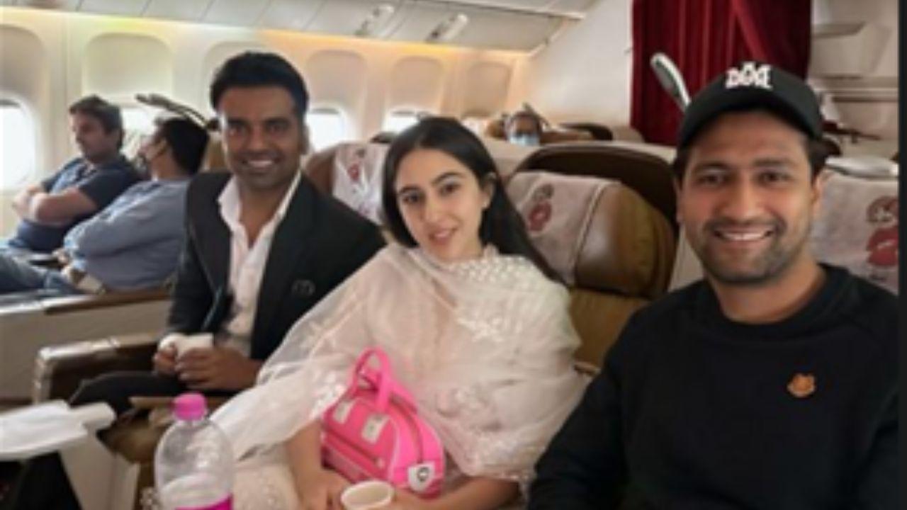 Sara Ali Khan bumps into co-star Vicky Kaushal on a flight; see the actress' reaction! 