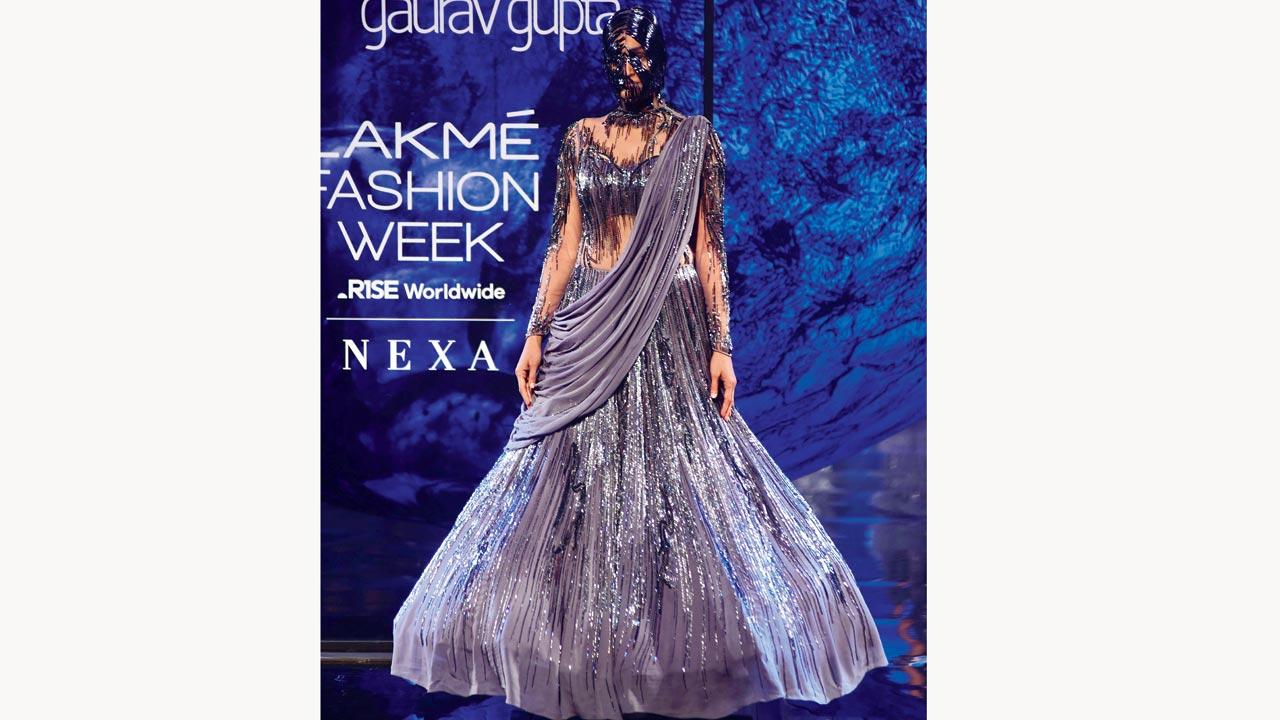 Rachel Bayros in a Gaurav Gupta ensemble