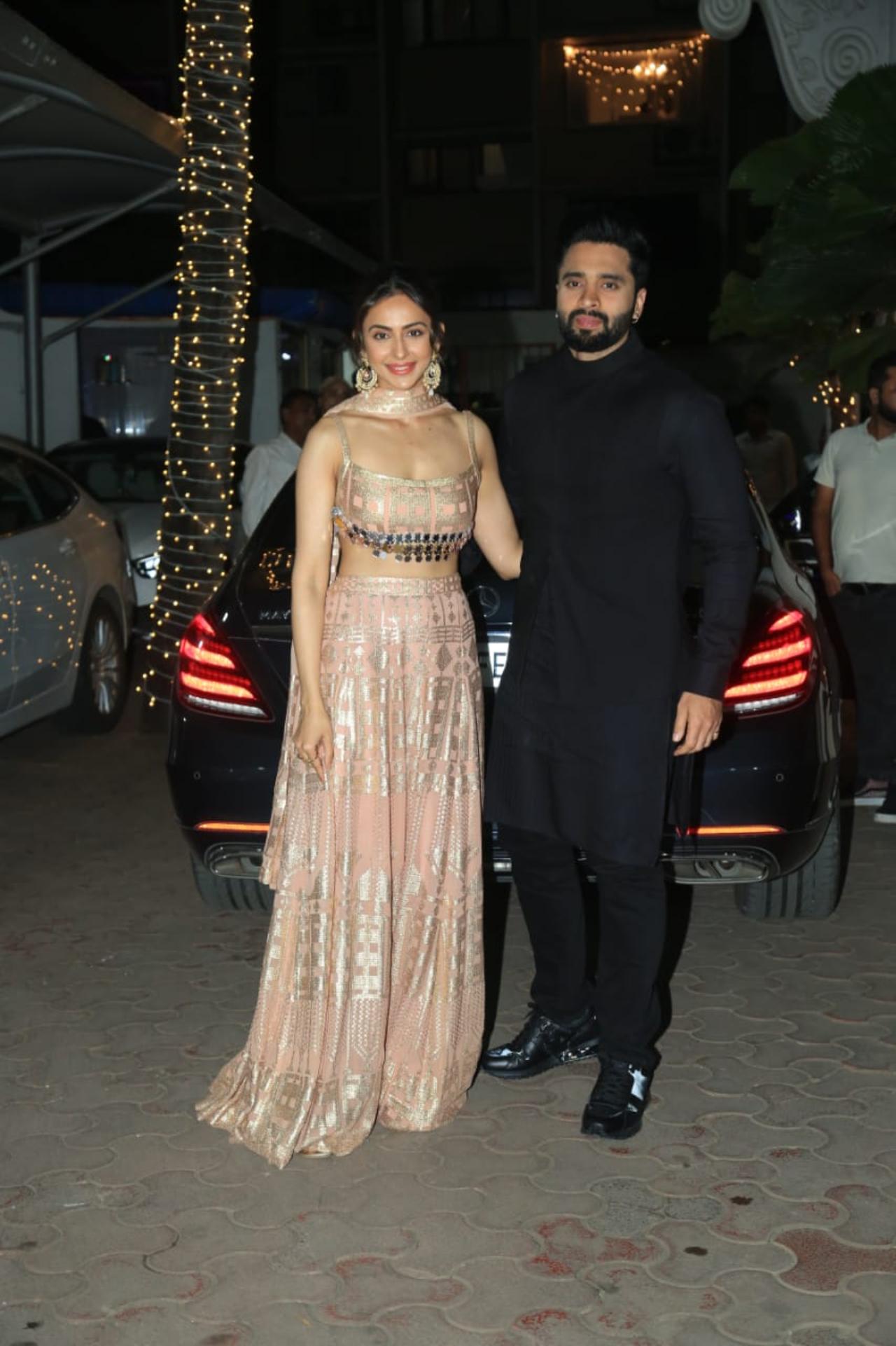 Rakul Preet Singh and Jackky Bhagnani arrived together in complimenting colours. With buzz about their impending the marriage, the couple were seen together at almost all the parties in the past week