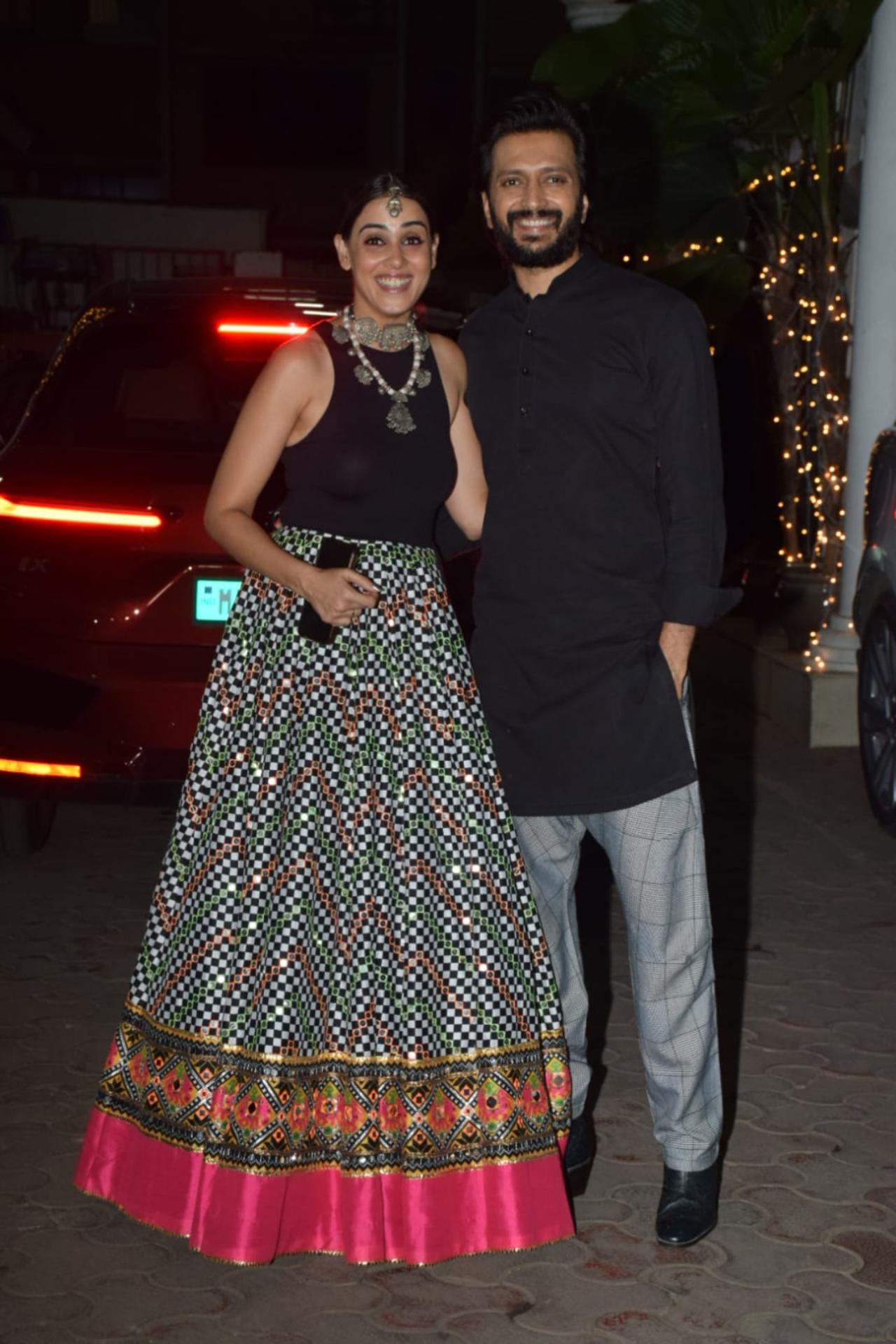Riteish and Genelia Deshmukh have been seen around every Diwali party in the past week. The happy couple were seen twinning in black for Shilpa's party and were all smiles while posing for the paps