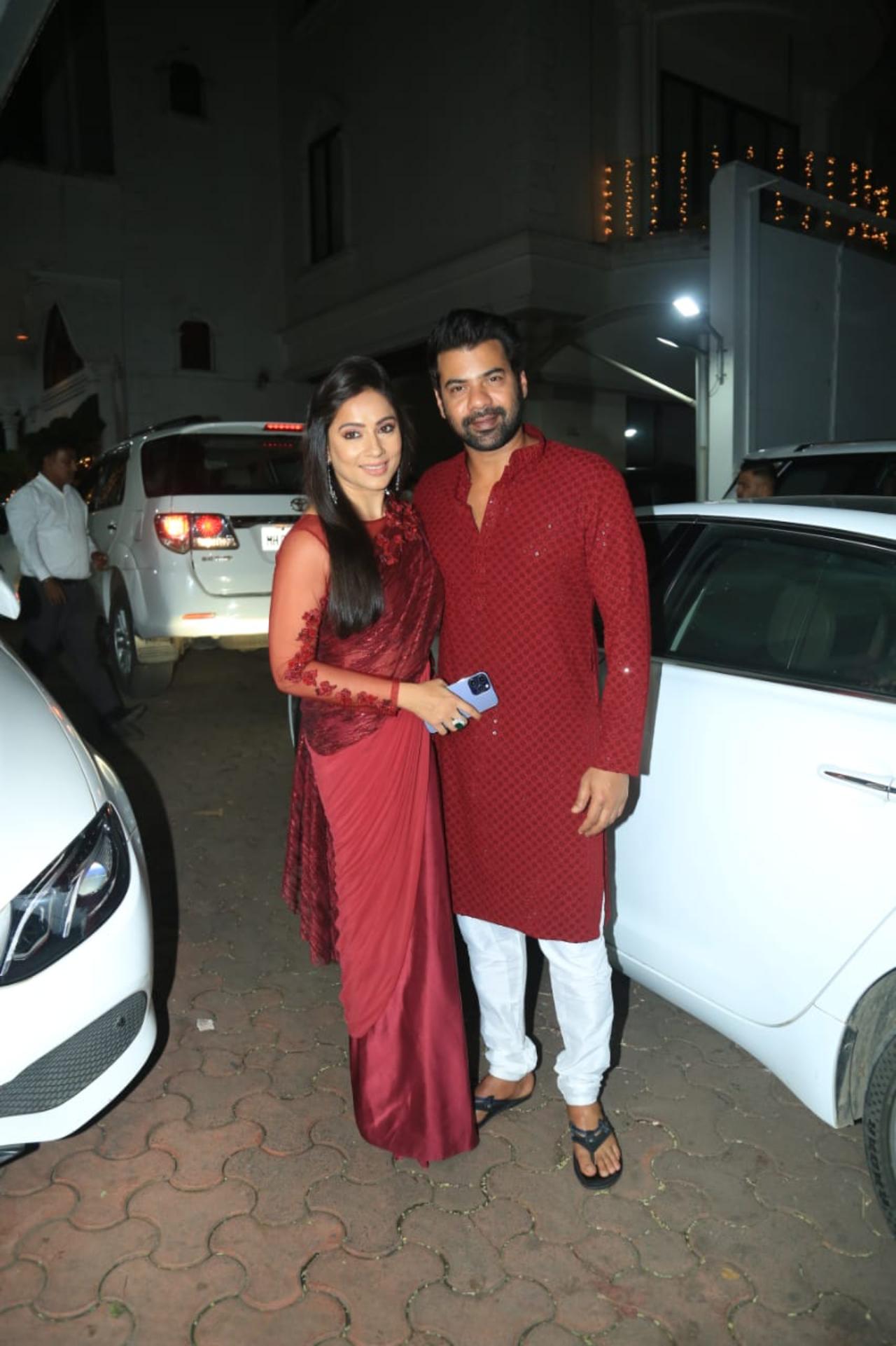 Actor Shabir Ahluwalia and his wife Kanchi Kaul were seen twinning in red for the party