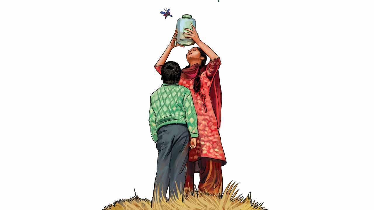 Nepali butterfly releasing