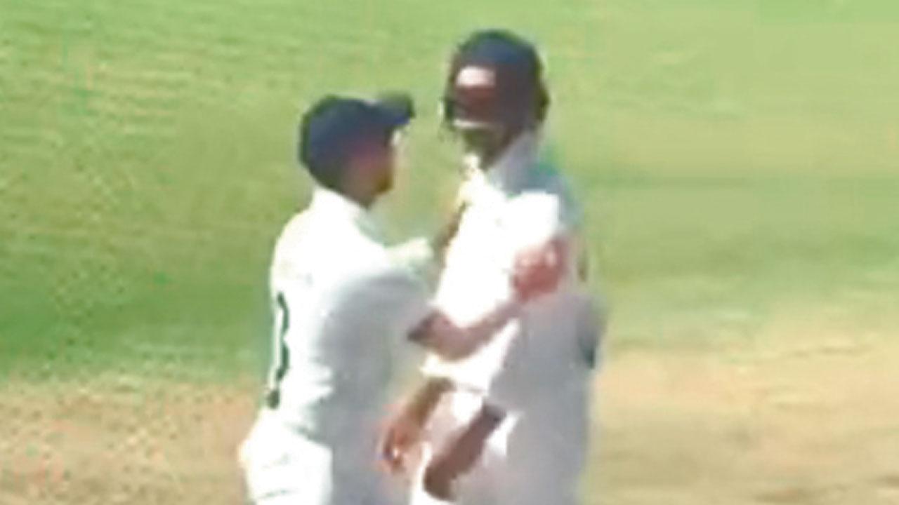 The above screengrab shows Ajinkya Rahane asking Yashasvi Jaiswal to leave the field