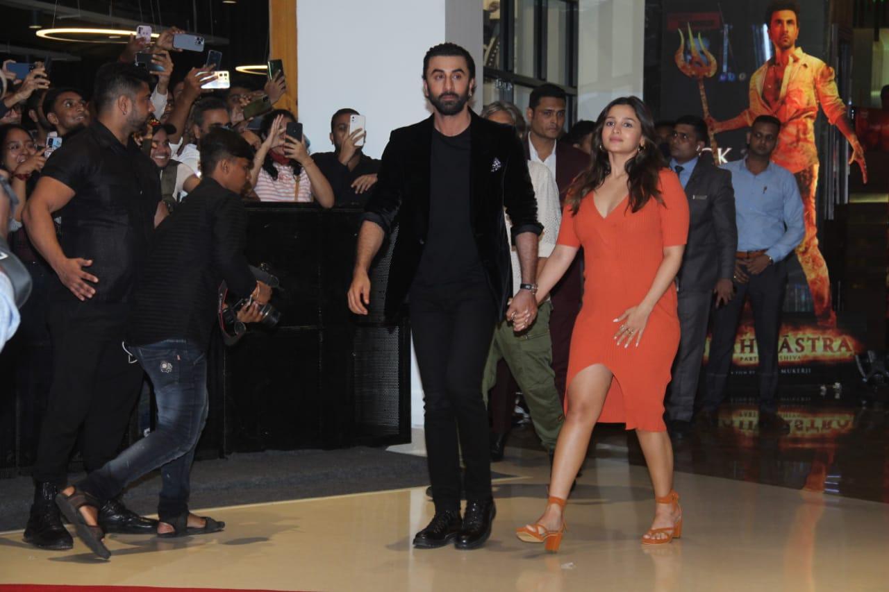Two days back, the team of Brahmastra had announced a special fan premiere night in Mumbai for the film. The tickets were immediately sold out forcing the team of the film to add another premiere show. On Thursday evening, Ranbir, Alia, and Ayan were spotted at a theatre in Mumbai to watch the film with fans