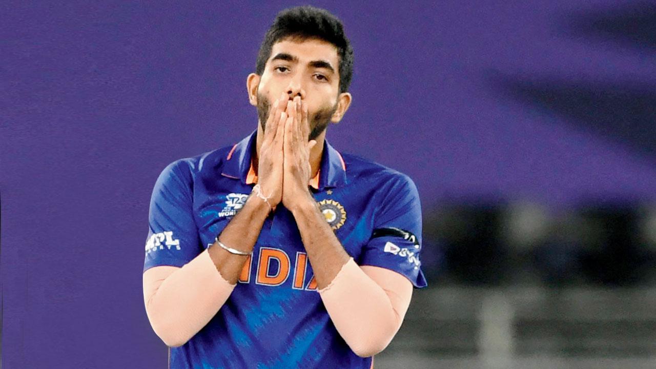 India’s Jasprit Bumrah during a T20I World Cup match against Namibia last year. PIC/AFP