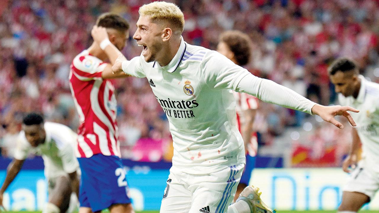 Federico Valverde celebrates scoring the team’s second goal 