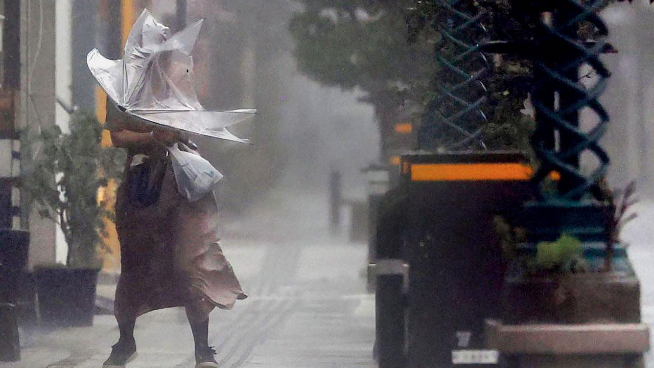 Powerful typhoon pounds southern Japan