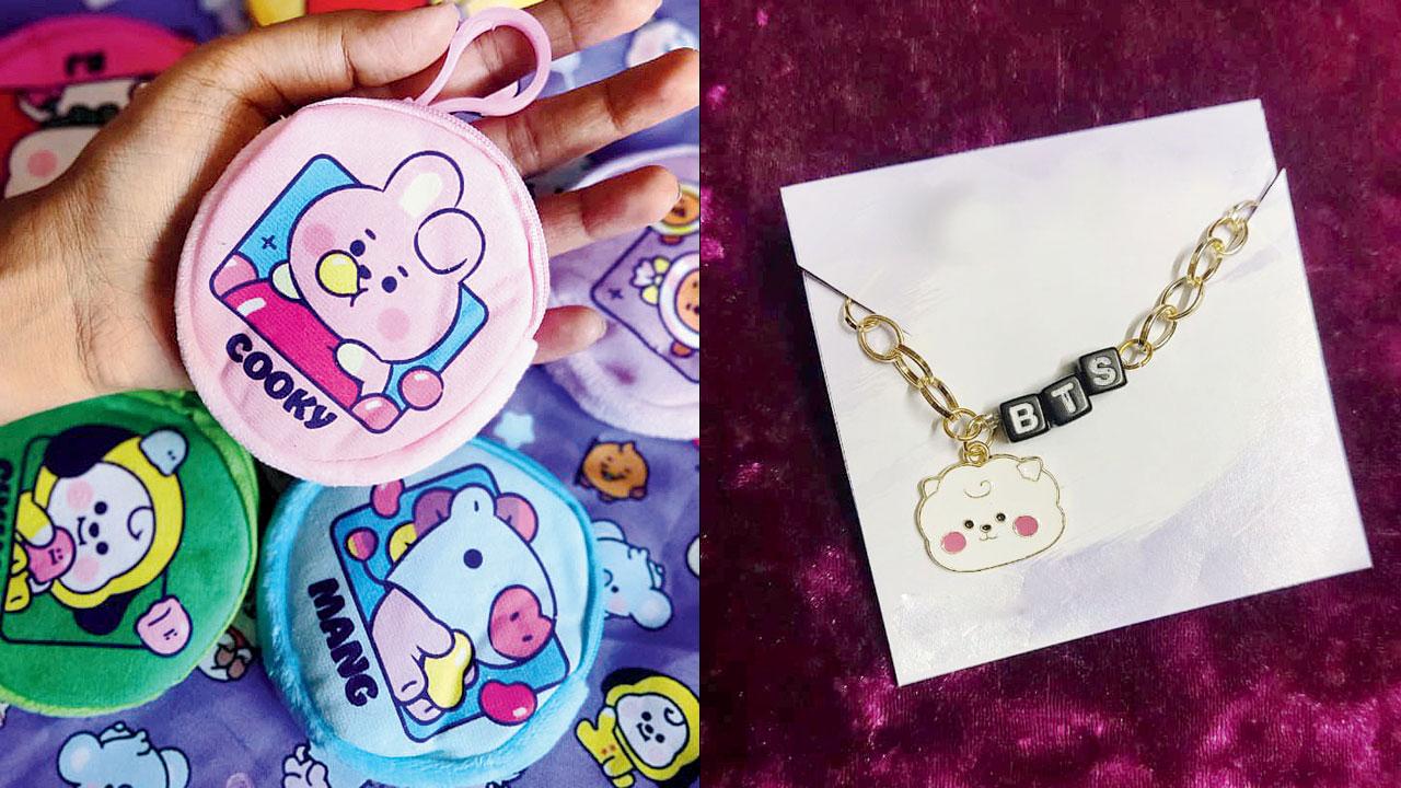 Plushie toy merchandise from Magic Shop (right) K-pop-inspired bracelet from Magic Shop