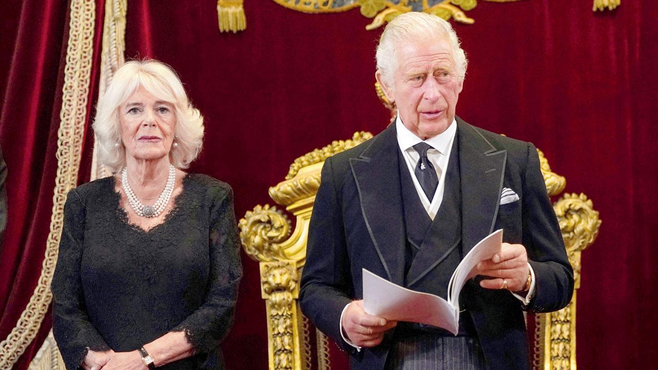 Britain’s Camilla, Queen Consort, listens as Britain’s King Charles III speaks during a meeting of the Accession Council inside St James’s Palace in London on September 10, 2022. Pic/AFP