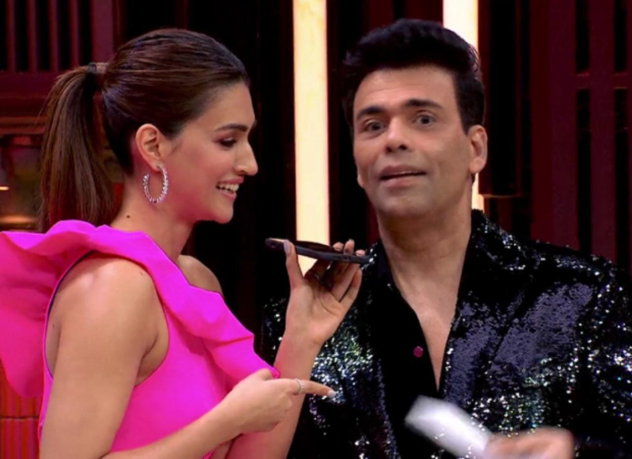 During the quiz round segment, Karan Johar makes his guests call other celebs and make them say, 