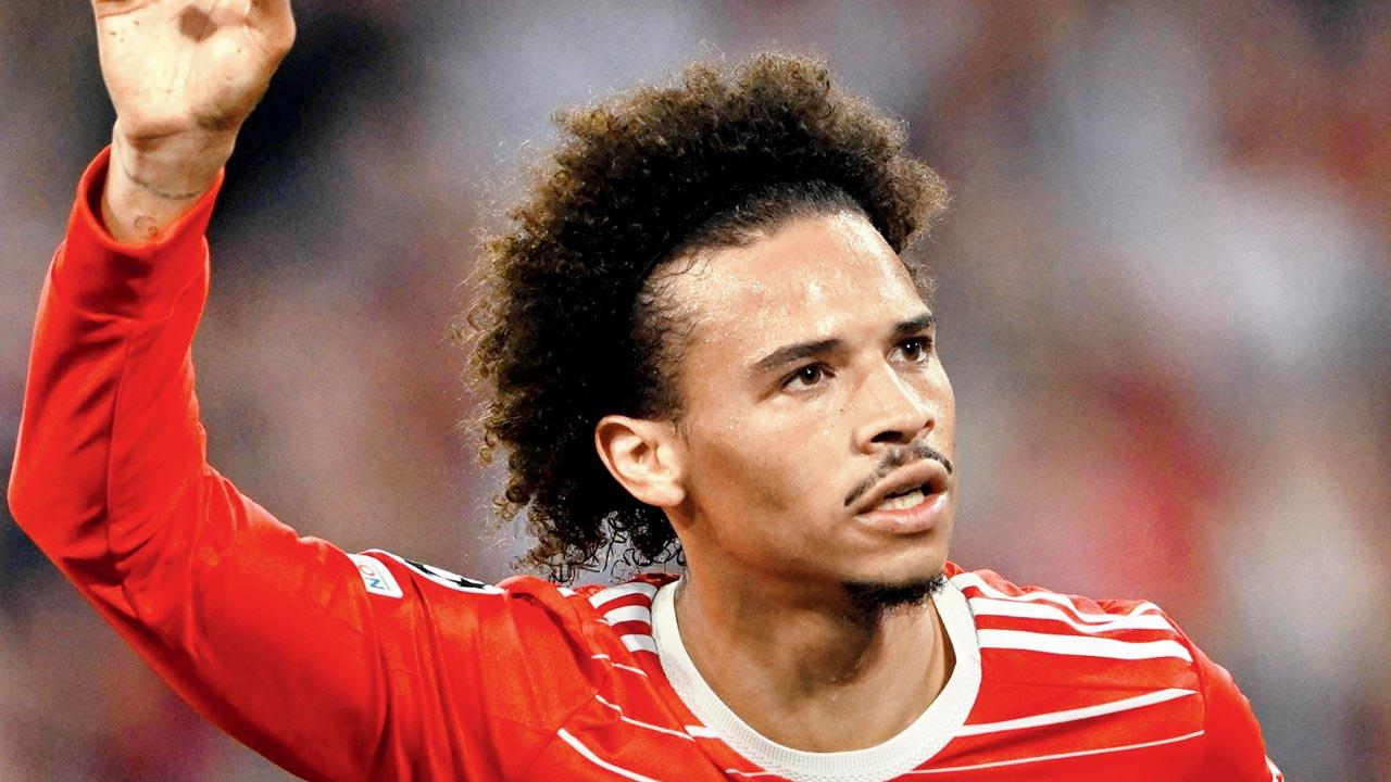 Bayern Munich’s Leroy Sane celebrates after scoring against Barcelona