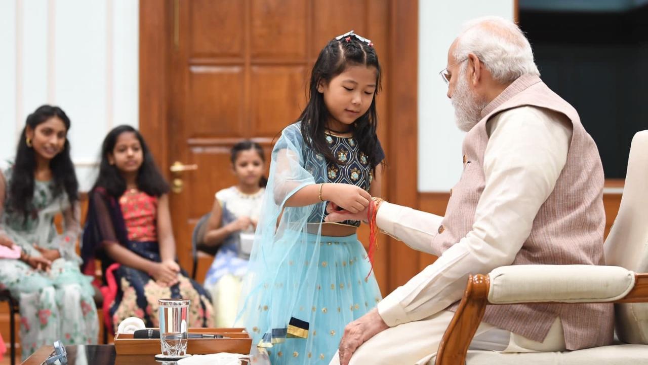 On the occasion of Raksha Bandhan, PM Naendra Modi celebrated the festival with children. He tweeted the photograph with the caption, 'A very special Raksha Bandhan with these youngsters.'