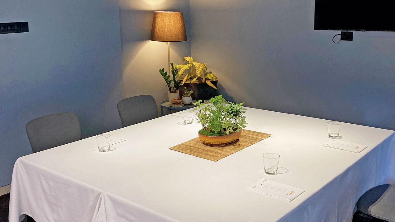 The studio offers space for dining in