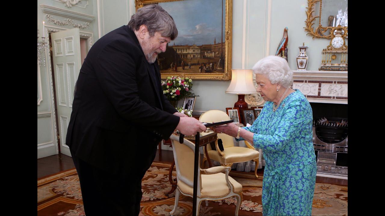 A number of world-famous musicians were honoured under the ‘Most Excellent Order’ of the British Empire. These included musicians like Elton John, Adele, George Martin, Cliff Richard, Eric Clapton, The Bee Gees and Paul McCartney among several others. Britain's Queen Elizabeth II (R) presents British composer Oliver Knussen with The Queen's Medal for Music during an audience at Buckingham Palace in London on May 20, 2016. The prize, established in 2005, is awarded to an outstanding individual or group of musicians who have had a major influence on the musical life of the nation. (Photo by Steve Parsons / AFP)