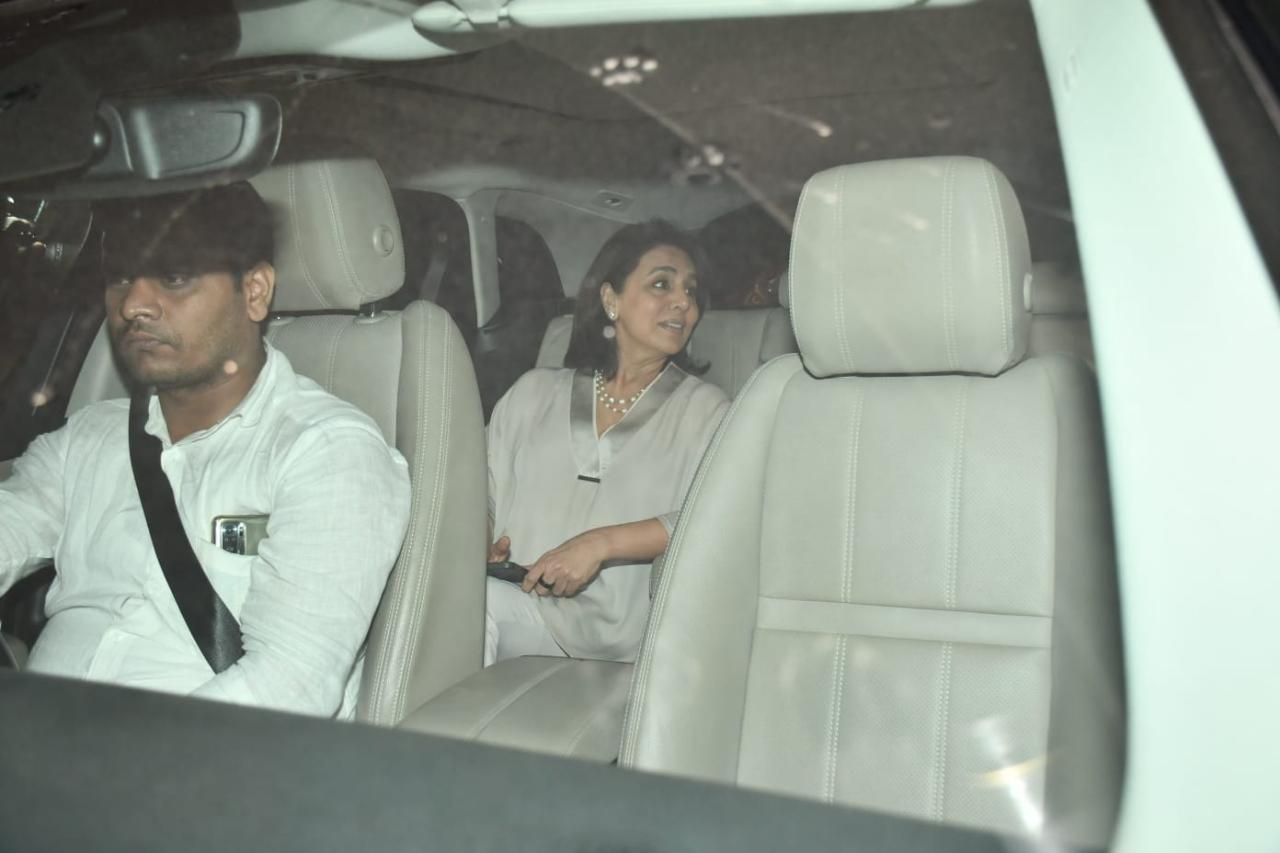 Ranbir Kapoor's mother and veteran actress Neetu Kapoor was seen arriving for the birthday celebration at Ranbir and Alia's Bandra home